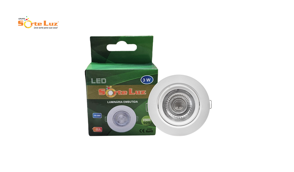 SPOT SORTELUZ LED SUPIMPA 3W EMBUTIR REDONDO 2700K - (LUZ AMARELA)