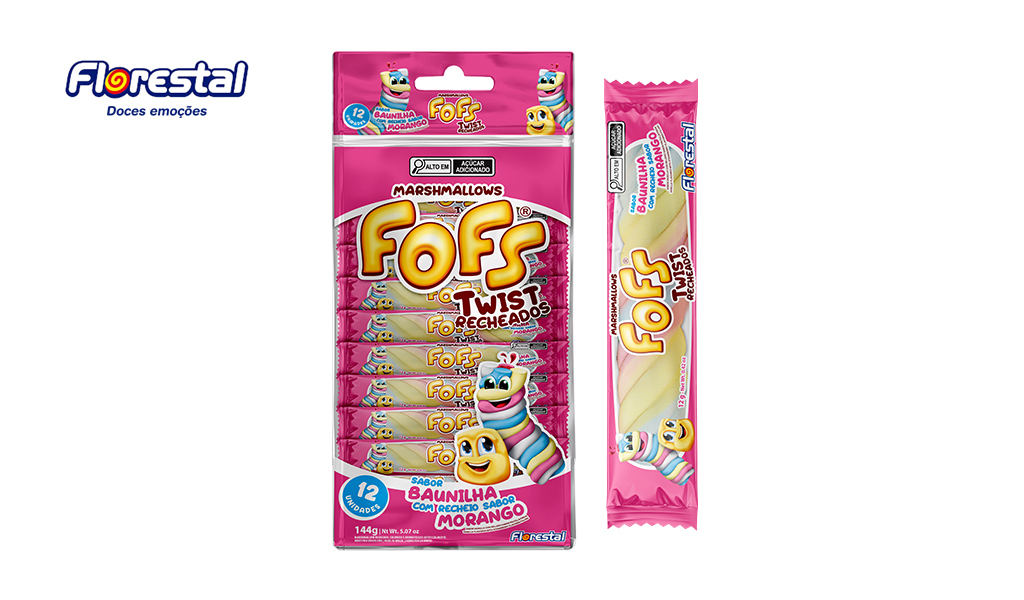 MAXMALLOWS FLORESTAL RECHEADO TWIST BAUNILHA COM MORANGO 12G - DISPLAY C/12 UNIDADES