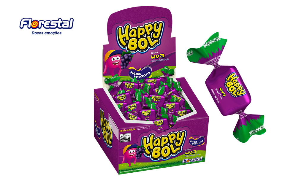 CHICLETE FLORESTAL HAPPY BOL UVA 140G