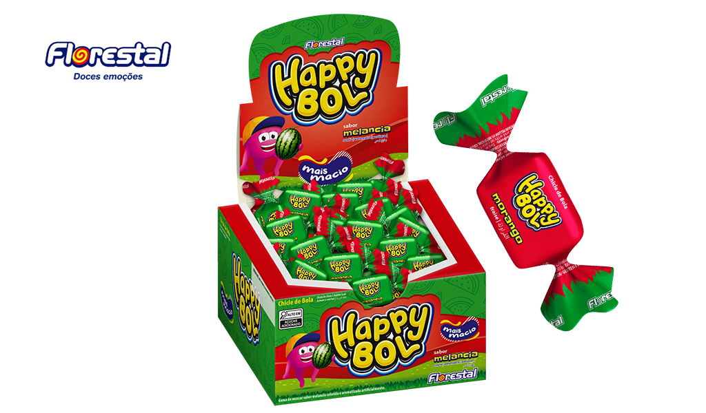 CHICLETE FLORESTAL HAPPY BOL MELANCIA 140G