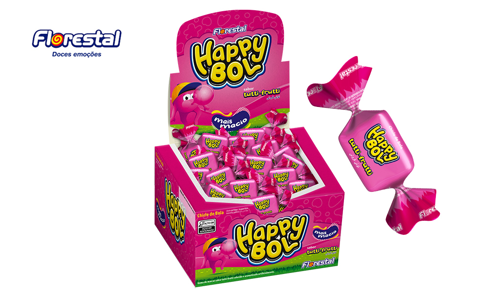 CHICLETE FLORESTAL HAPPY BOL TUTTI-FRUTTI 140G