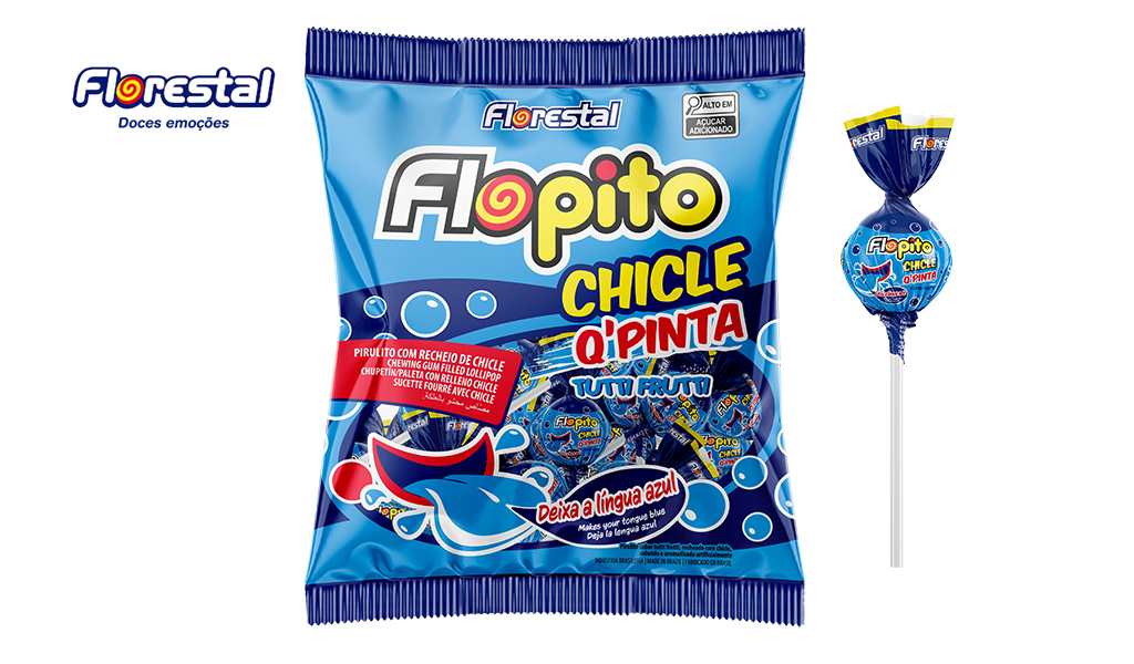PIRULITO FLORESTAL FLOPITO CHICLETE Q'PINTA TUTTI-FRUTTI 500G