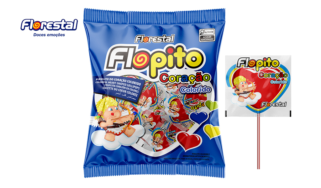 PIRULITO FLORESTAL FLOPITO CORACAO COLORIDO 500G