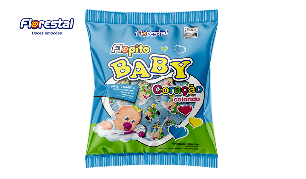 PIRULITO FLORESTAL FLOPITO BABY CORACAO COLORIDO 200G