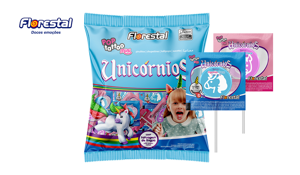 PIRULITO FLORESTAL POP TATTOO MINI UNICORNIO 200G