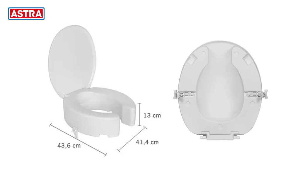 ASSENTO ASTRA SANITÁRIO OVAL ELEVADO C/TRAVA DE 13CM C/TAMPA - BRANCO - COMPLETO ARCO E TAMPA
