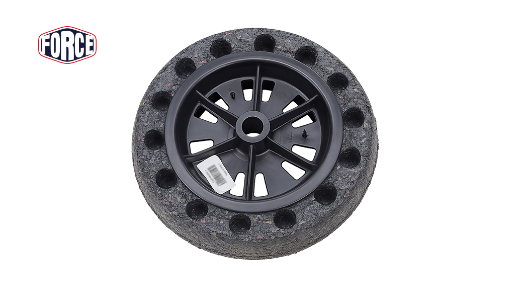 RODA FORCE C/PNEU MACICO 3.25X8X1” ARO 26MM C/BORRACHA EXPANDIDA RECICLADA