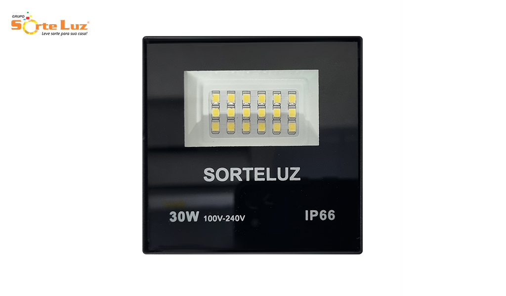 REFLETOR SORTELUZ LED SLIM  30W ALUMINIO PRETO - 6400K LUZ BRANCA