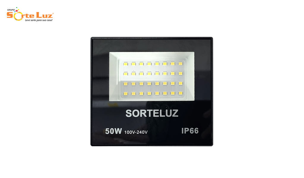 REFLETOR SORTELUZ LED SLIM  50W ALUMINIO PRETO - 6400K LUZ BRANCA