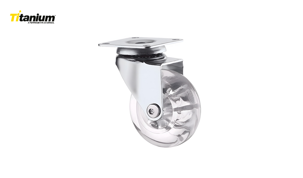 RODIZIO TITANIUM 50MM GIRATORIO S/TRAVA TRANSPARENTE