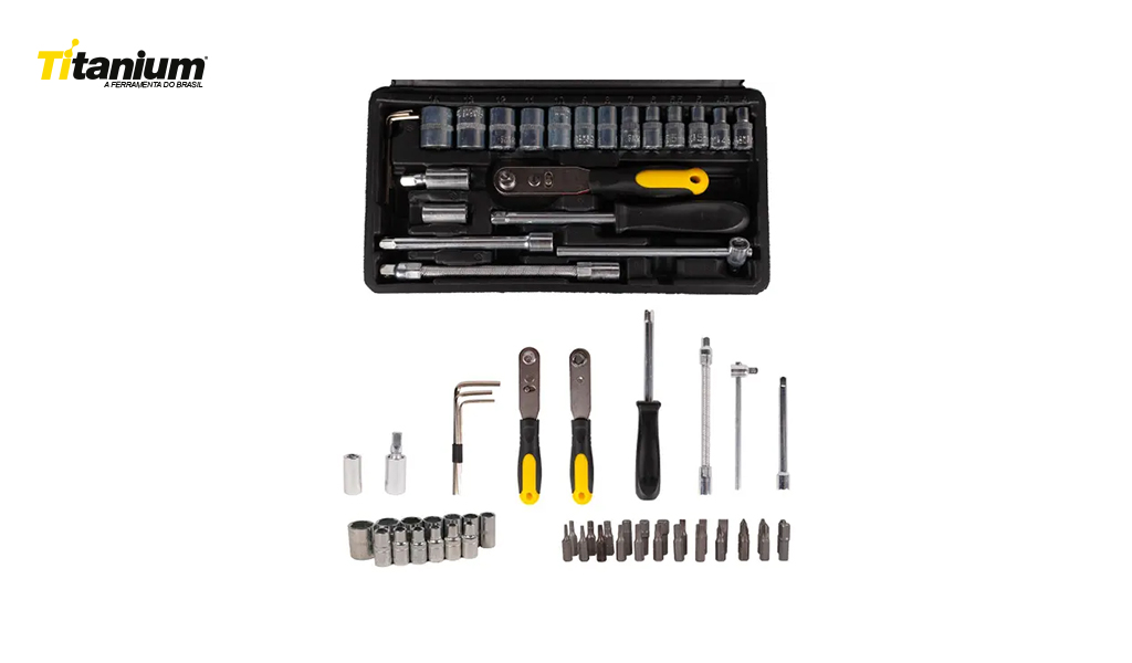 JOGO TITANIUM FERRAMENTAS COM 48 PEÇAS