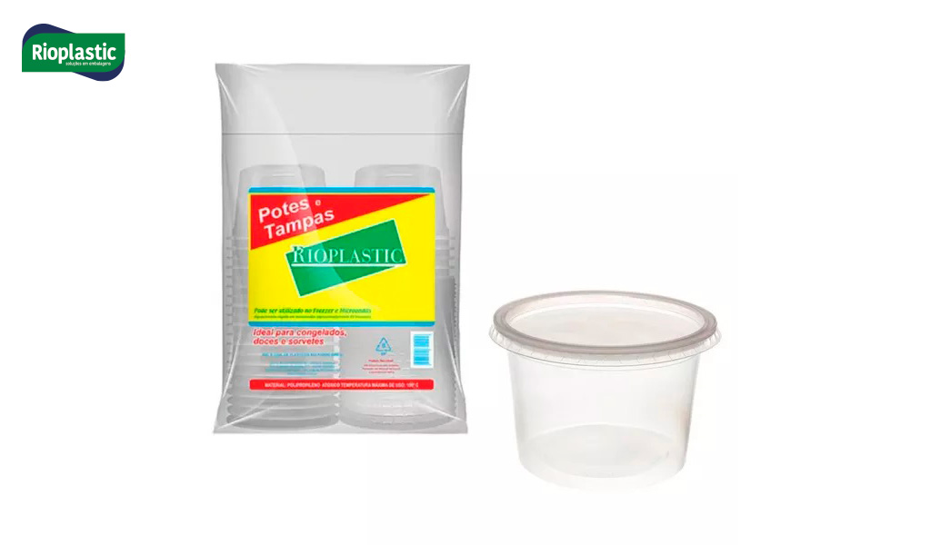 KIT POTE RIOPLASTIC COM TAMPA PLASTICO REDONDO 1500ML CX C/180 UNID.