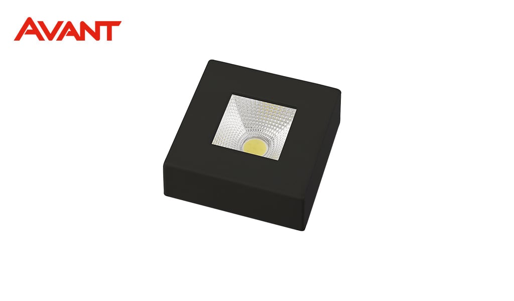 SPOT AVANT LED AUTHENTIC 5W SOBREPOR QUADRADO 6500K - ESTRUTURA PRETO FOSCO
