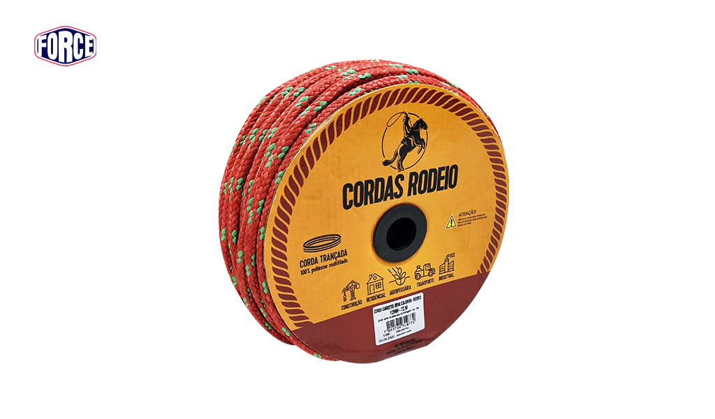 CORDA FORCE CARRETEL LINHA RODEIO SEDA PET 12MM 72M COLORIDA