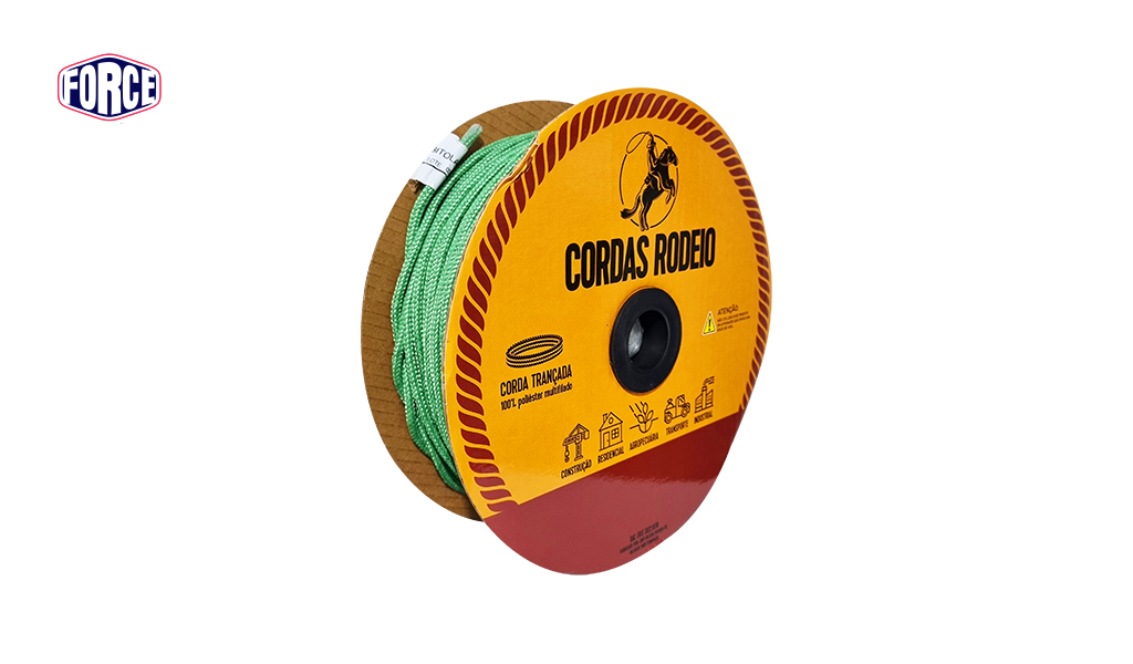 CORDA FORCE CARRETEL LINHA RODEIO SEDA PET  6MM 120M VERDE