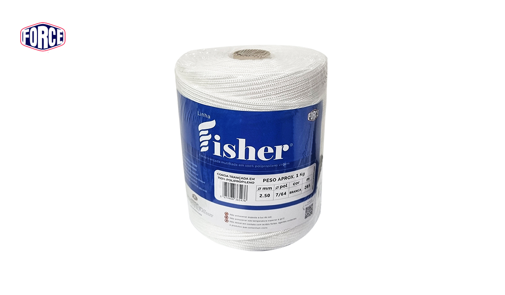 CORDA FORCE TRANCADA 100% POLIPROPILENO (PP) 2,5MM APROX. 285 METROS 1KG BRANCA