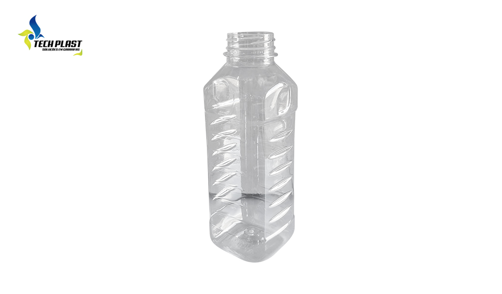 GARRAFA TECHPLAST QUADRADA S/TAMPA 1000ML C/100 UNIDADES