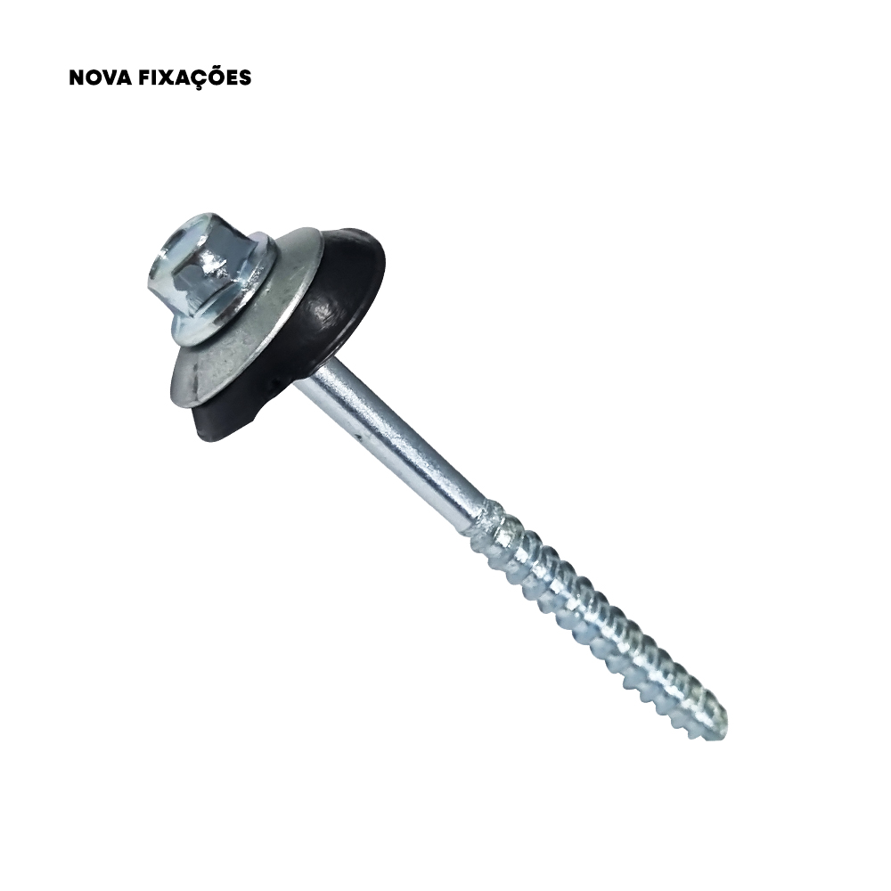 PARAFUSO NOVA FIXACOES P/TELHA FERRO ZINCADO BRANCO 65MM C/KIT DE VEDACAO - PACOTE C/100