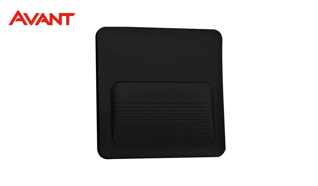 BALIZADOR AVANT LINHA ELEGANCE 4X4 EMBUTIR 2W NA COR PRETO FOSCO - 3000K LUZ AMARELA