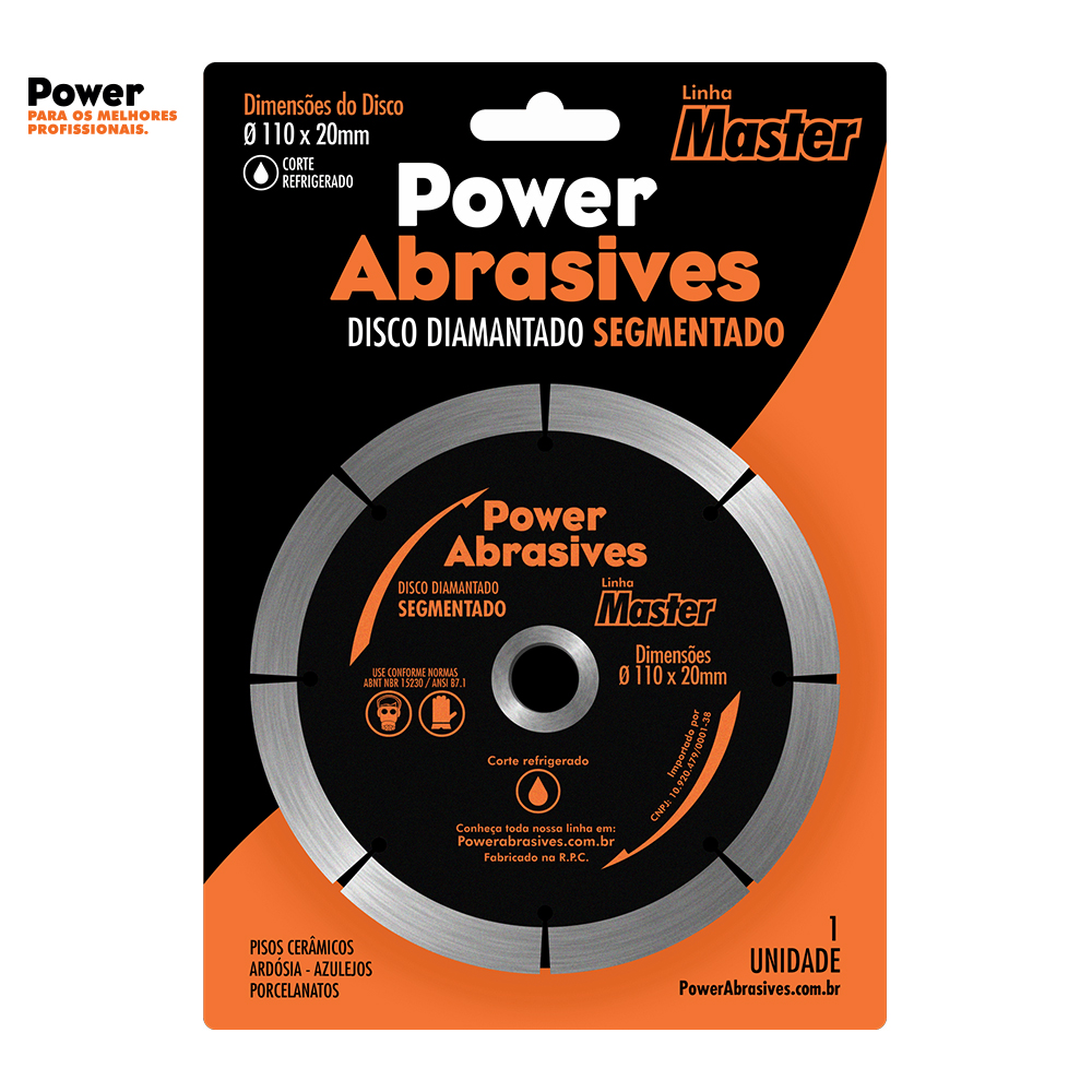 DISCO POWER FER DIAMANTADO SEGMENTADO 100MM 4.3/8” FURO 20MM