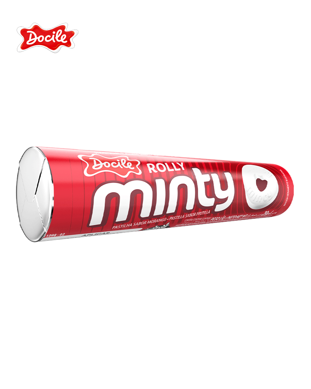 PASTILHA DOCILE ROLLY MINTY MORANGO 29GR - DISPLAY C/12 UNIDADES