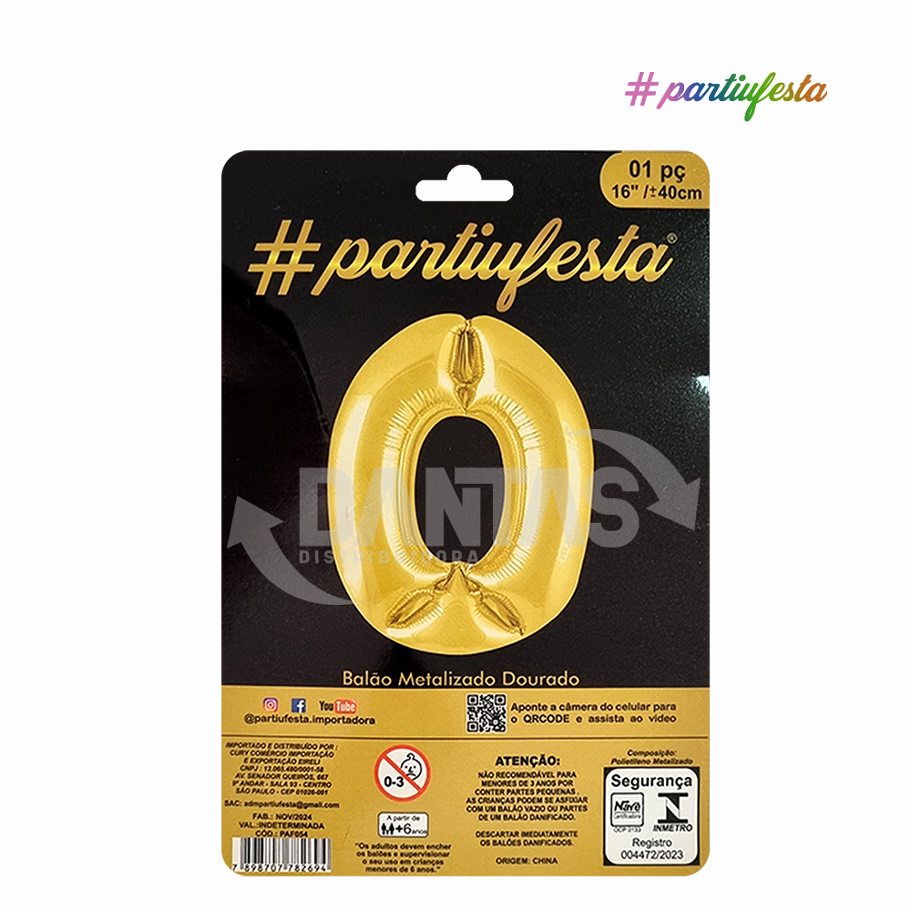 BALAO PARTIUFESTA METALIZADO 16” 40CM N° 0 DOURADO