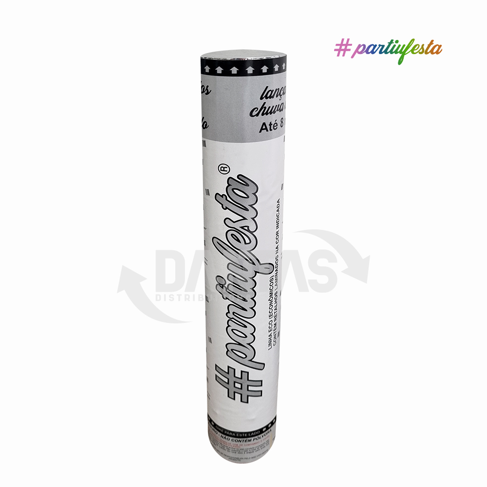 LANCA CONFETE PARTIUFESTA METALIZADO ECO 30CM PRATA - SEM DISPLEY
