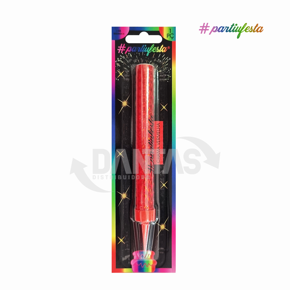 VELA VULCAO PARTIUFESTA 12CM CHAMA VERMELHA