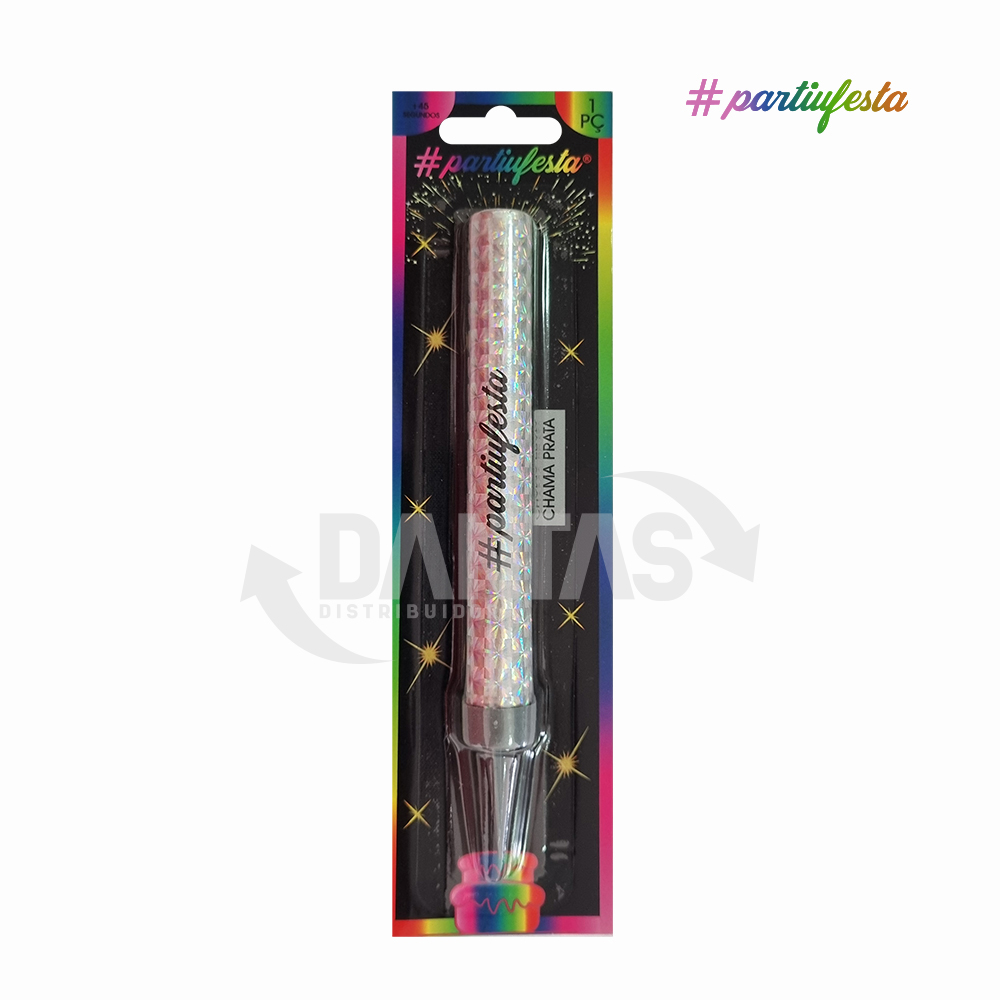 VELA VULCAO PARTIUFESTA 12CM CHAMA PRATA