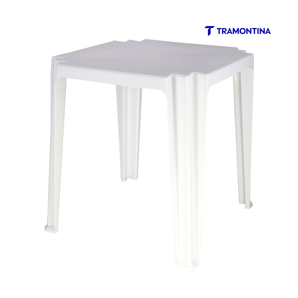 MESA TRAMONTINA PLASTICA QUADRADA TAMBAU BRANCA