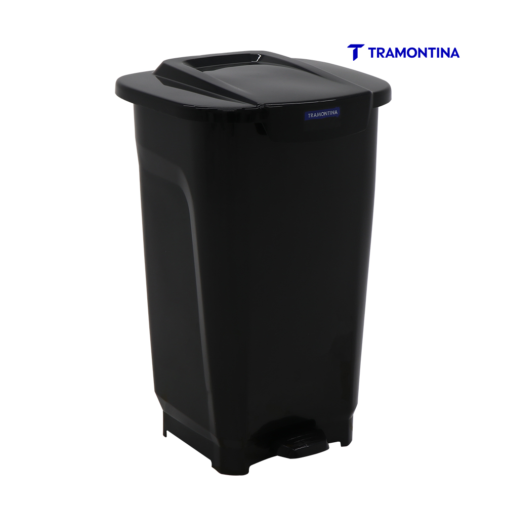 LIXEIRA TRAMONTINA T-FORCE PLASTICA QUADRADA C/PEDAL 50L PRETA