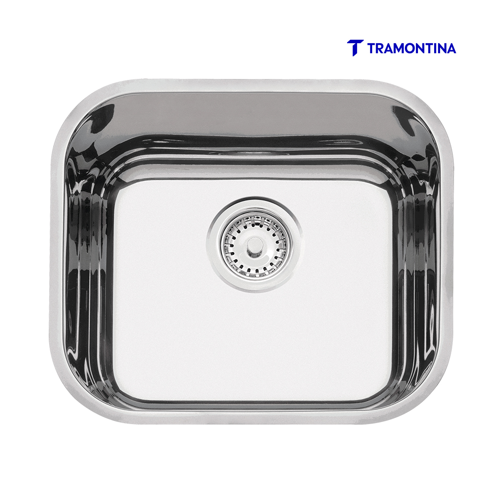 CUBA TRAMONTINA EMBUTIR LAVÍNIA 40 BLEM AÇO INOX ALTO BRILHO 40X34X17CM C/VALVULA