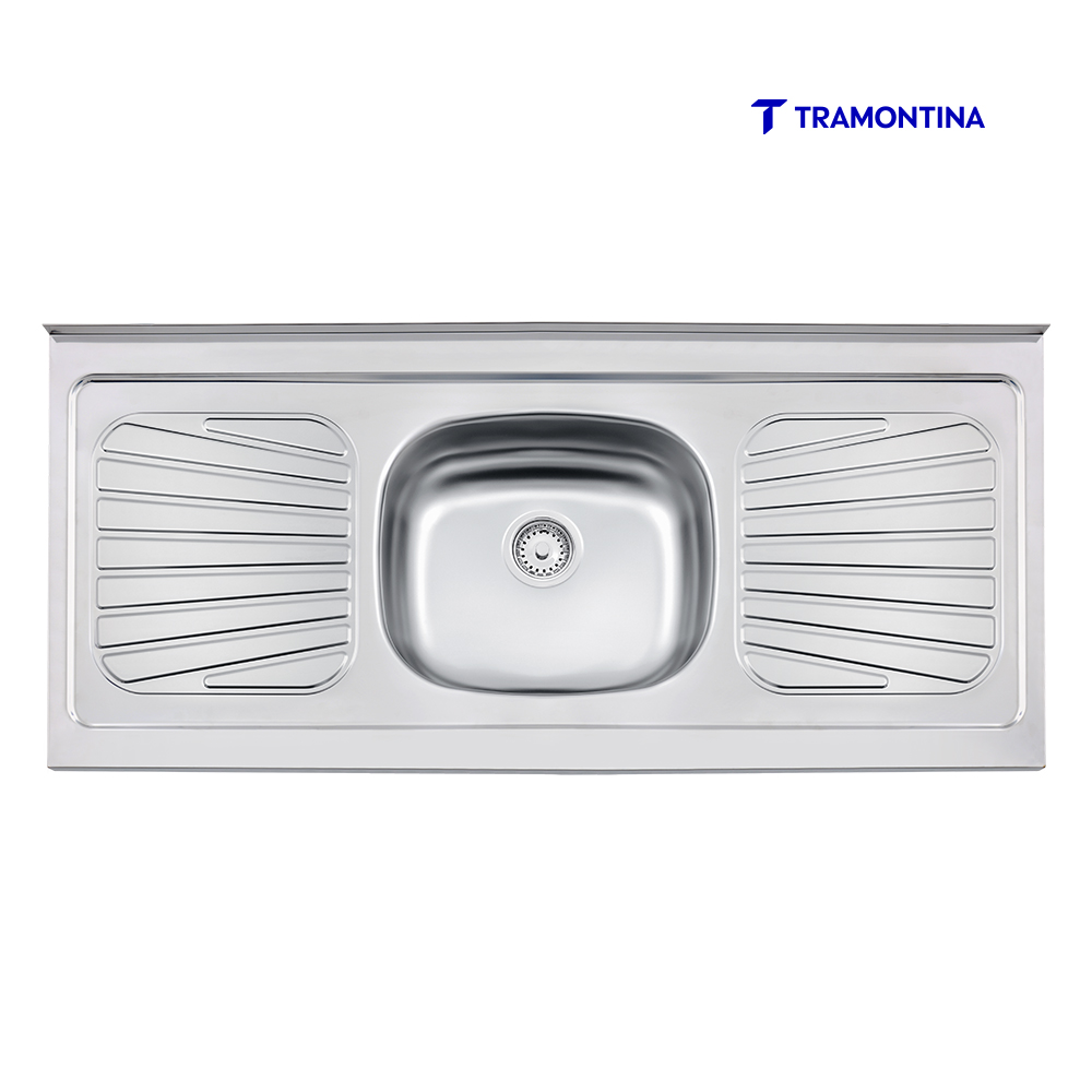 PIA TRAMONTINA ACO INOX NEW RAGGI C/ESCORREDOR C/VALVULA 1,20X0,52CM