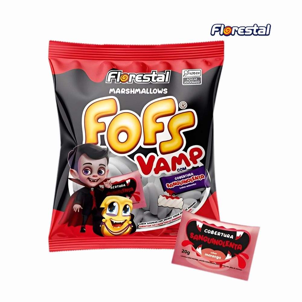 MAXMALLOWS FLORESTAL TWIST BAUNILHA HALLOWEEN VAMP 220GR - C/COBERTURA DE MORANGO