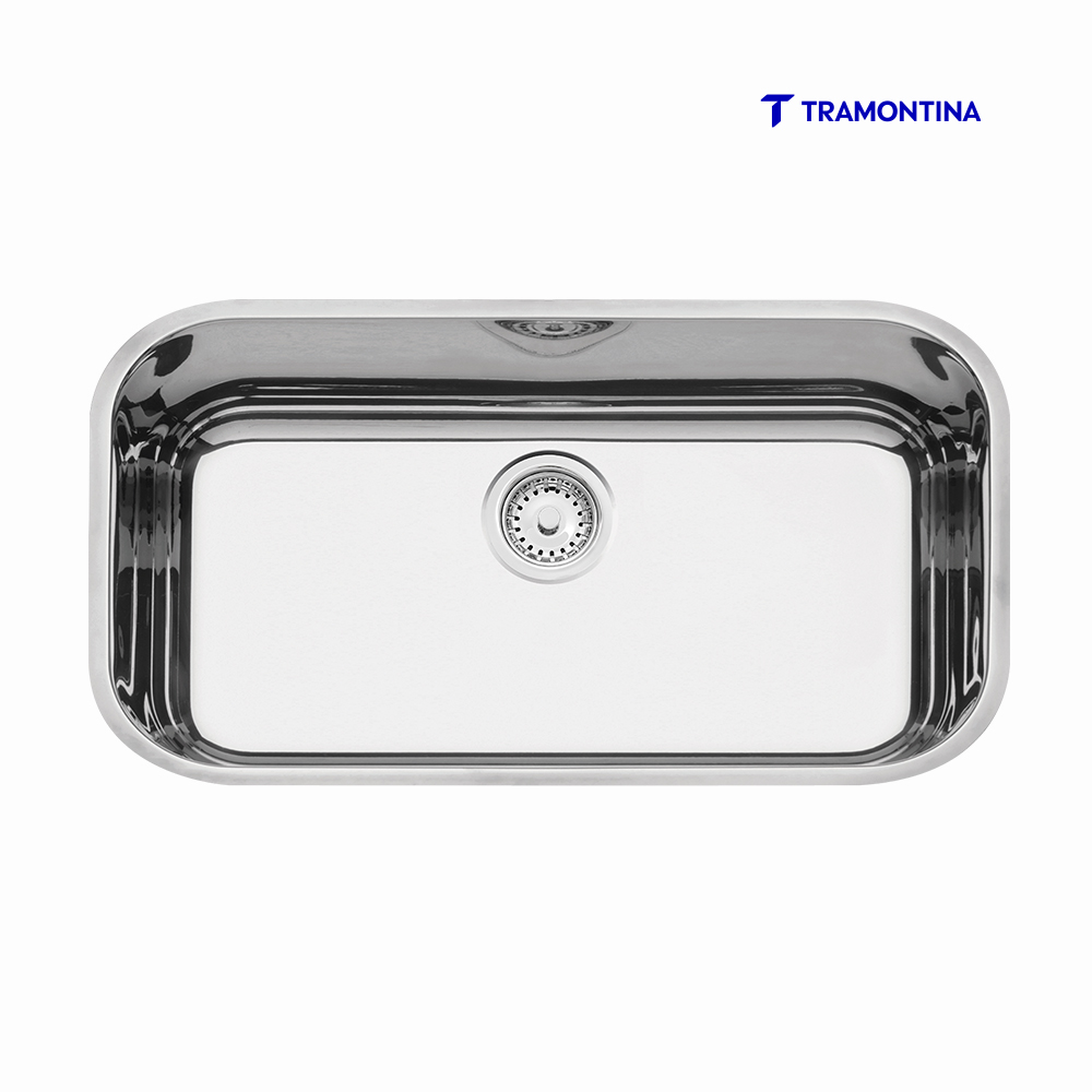 CUBA TRAMONTINA EMBUTIR LAVÍNIA 47 BLEM AÇO INOX ALTO BRILHO 56X34X17CM C/VALVULA