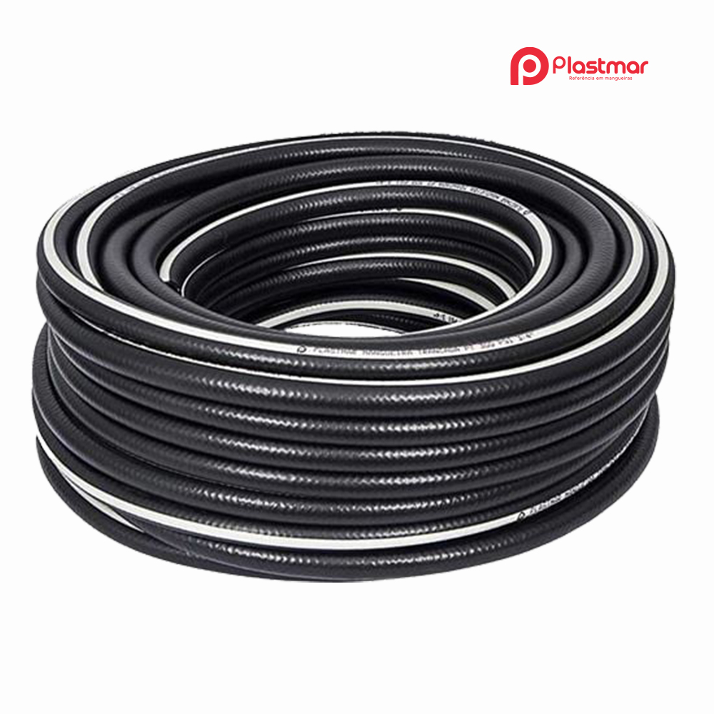 MANGUEIRA PLASTMAR TRANÇADA PT300 AR/AGUA 1/2” 50M PRETA
