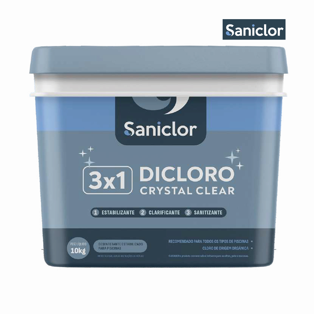 CLORO SANICLOR P/PISCINA CLEAR 3X1 40% - BALDE C/10KG