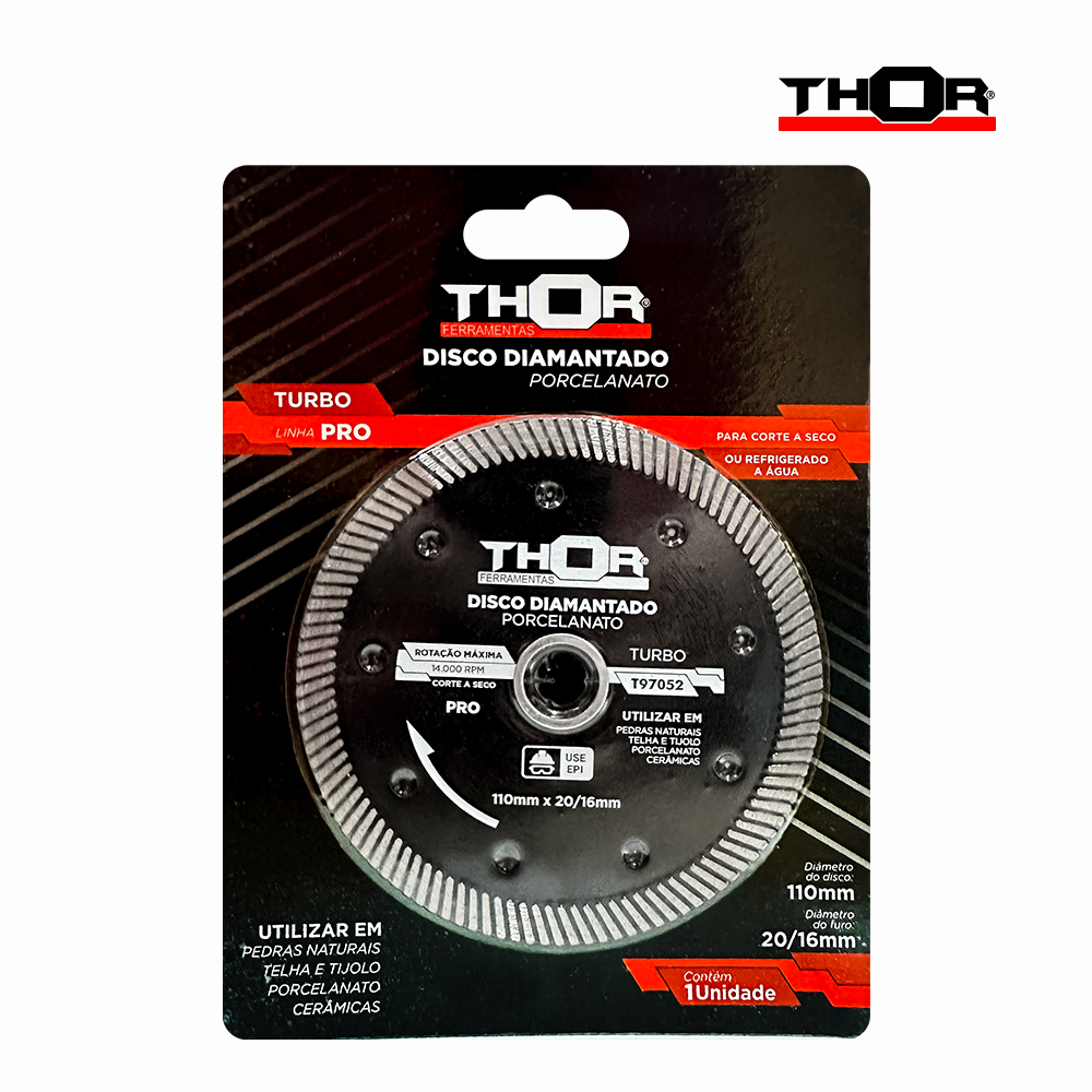 DISCO THOR DIAMANTADO TURBO STANDARD PORCELANATO  20X110MM 4”