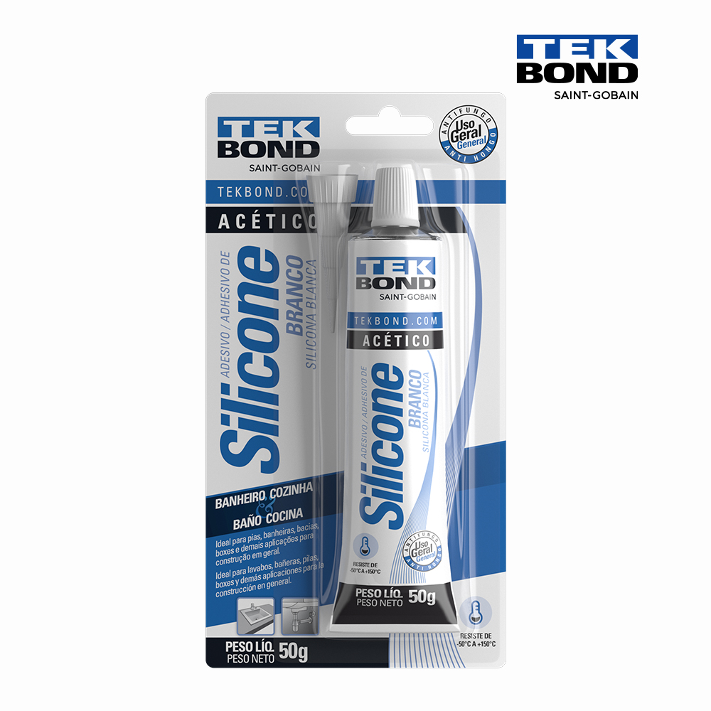 SILICONE TEKBOND  ACETICO USO GERAL 50G BRANCO