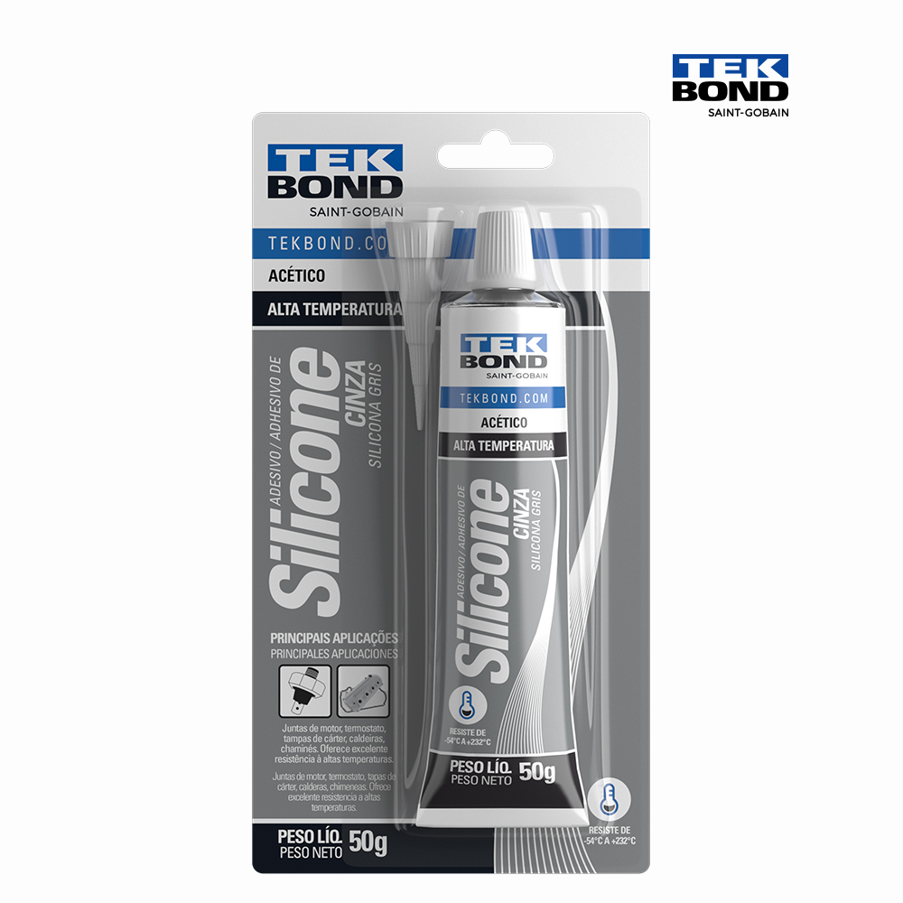 SILICONE TEKBOND ALTA TEMP C/BISN 50GR CINZA