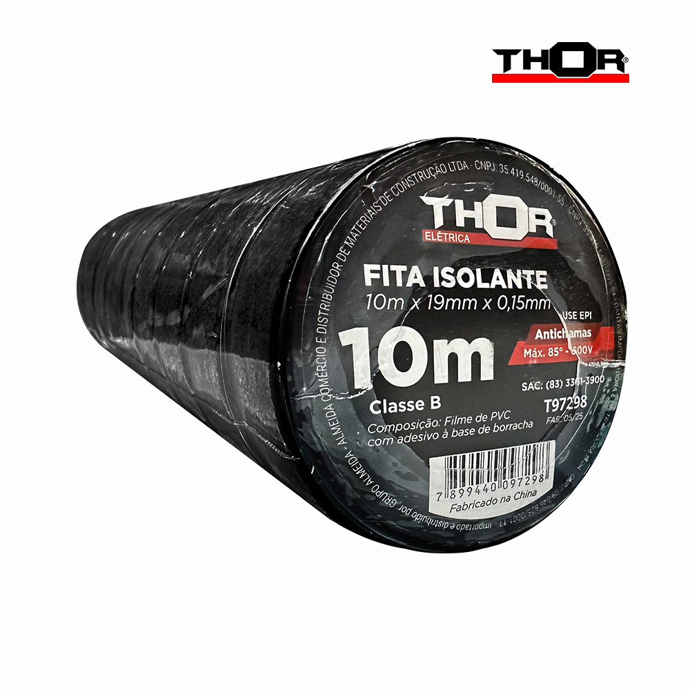 FITA ISOLANTE THOR 19MMX10M PRETA