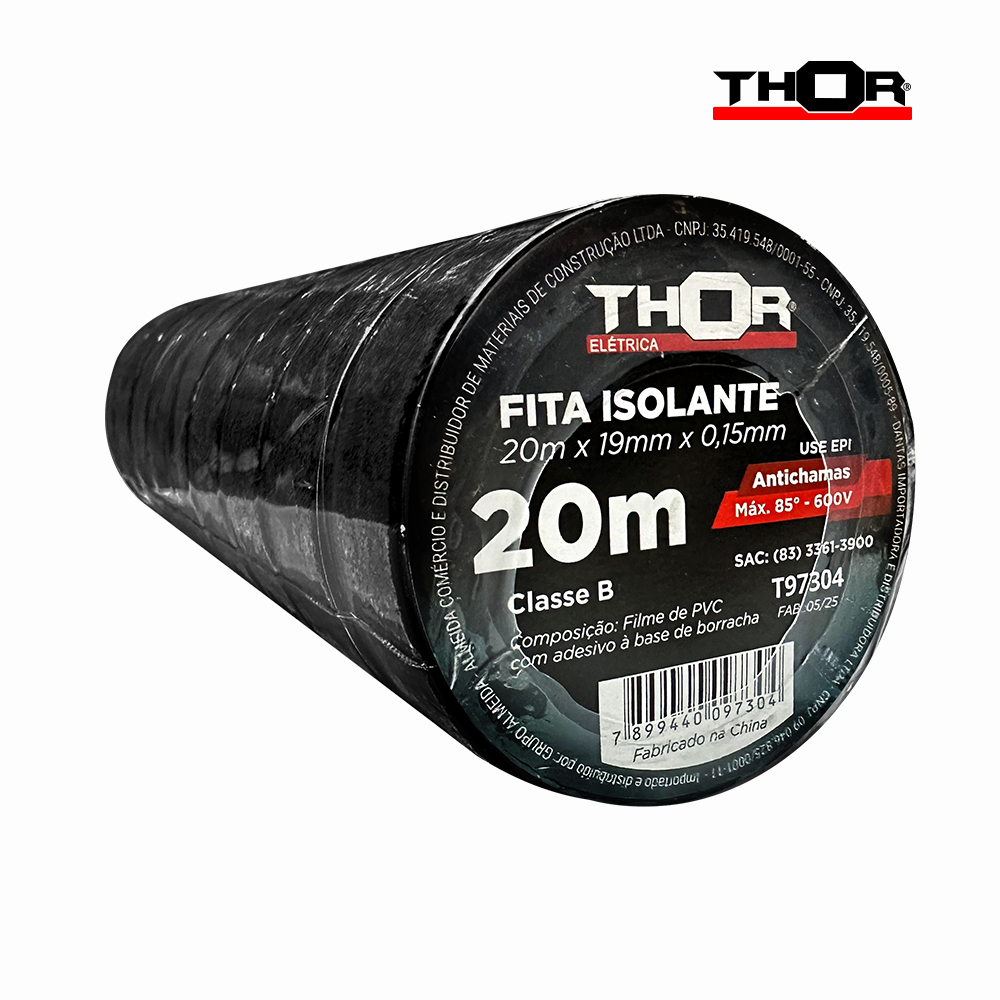 FITA ISOLANTE THOR 19MMX20M PRETA