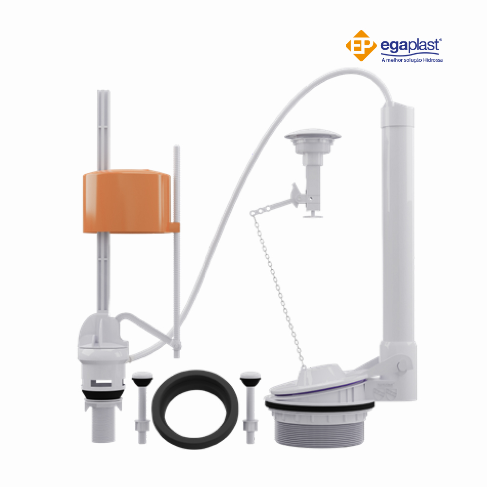 MECANISMO EGAPLAST COMPLETO P/CAIXA ACOPLADA AJUSTAVEL UNIVERSAL ACIONADOR BRANCO
