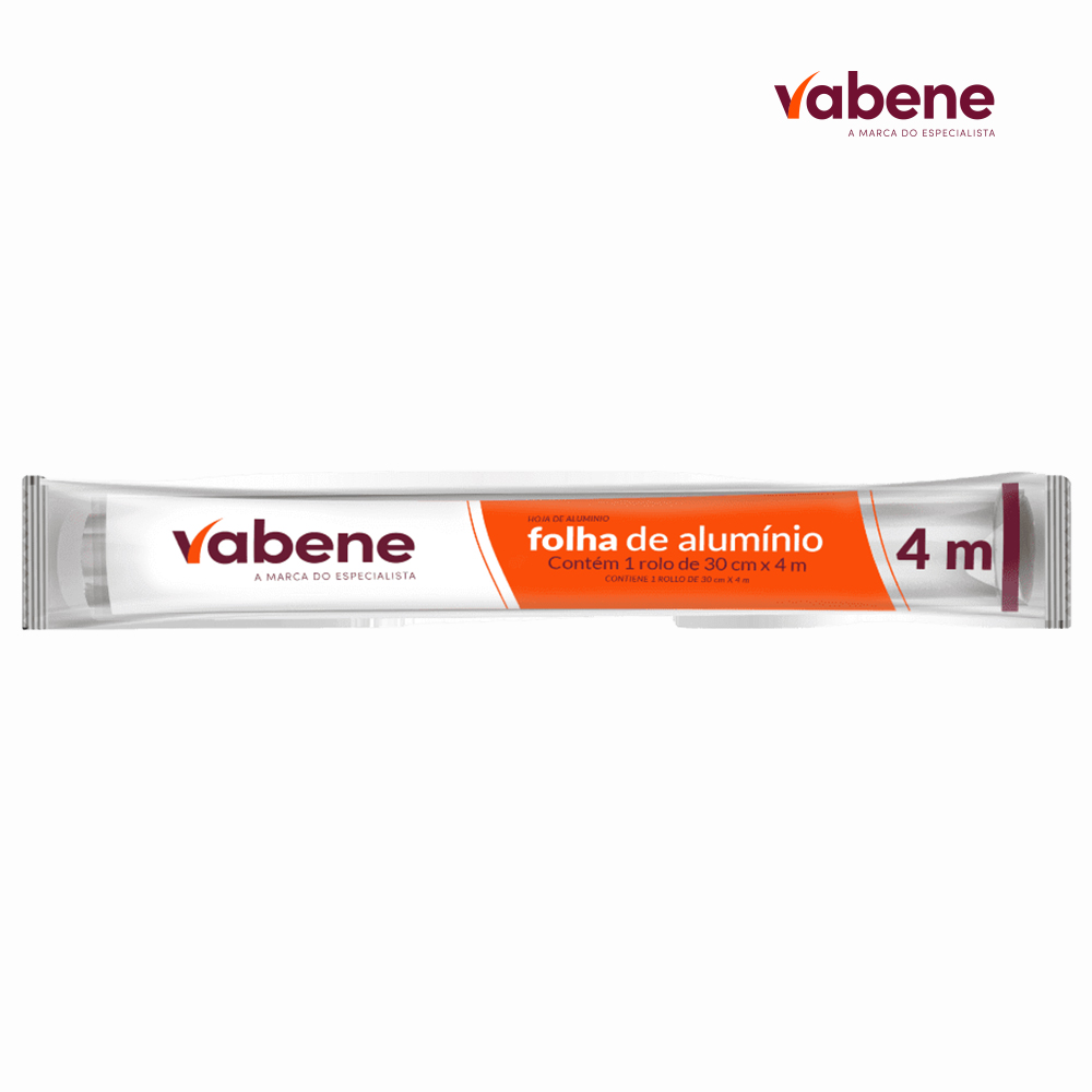 FOLHA DE ALUMINIO VABENE 45CMX4M - CAIXA C/ 25 ROLOS