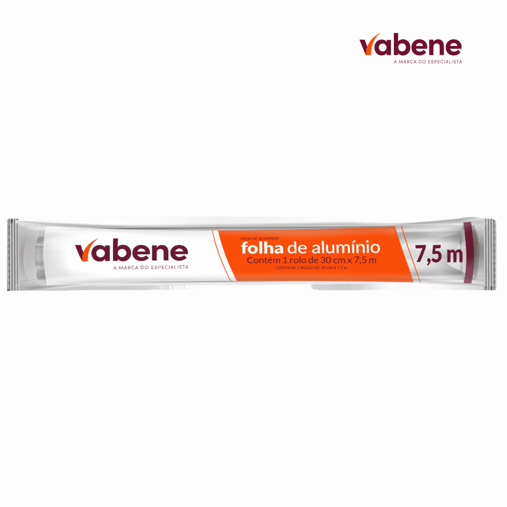 FOLHA DE ALUMINIO VABENE 45CMX7,5M - CAIXA C/ 25 ROLOS