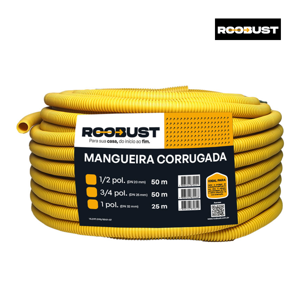 CORRUGADO ROOBUST 25MM 3/4” AMARELO C/50 METROS
