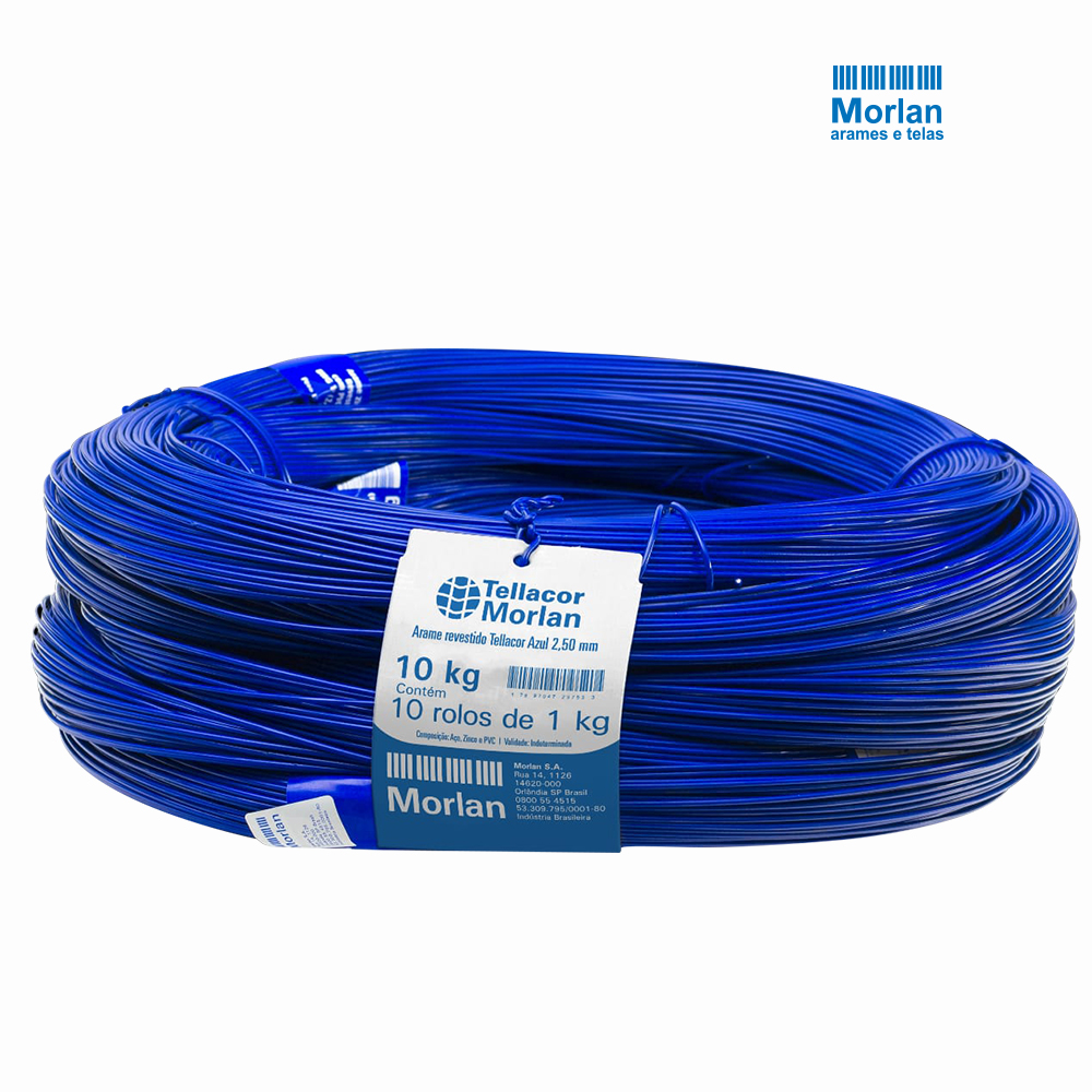ARAME MORLAN TELLACOR REVESTIDO PVC 2,5MM 1KG AZUL