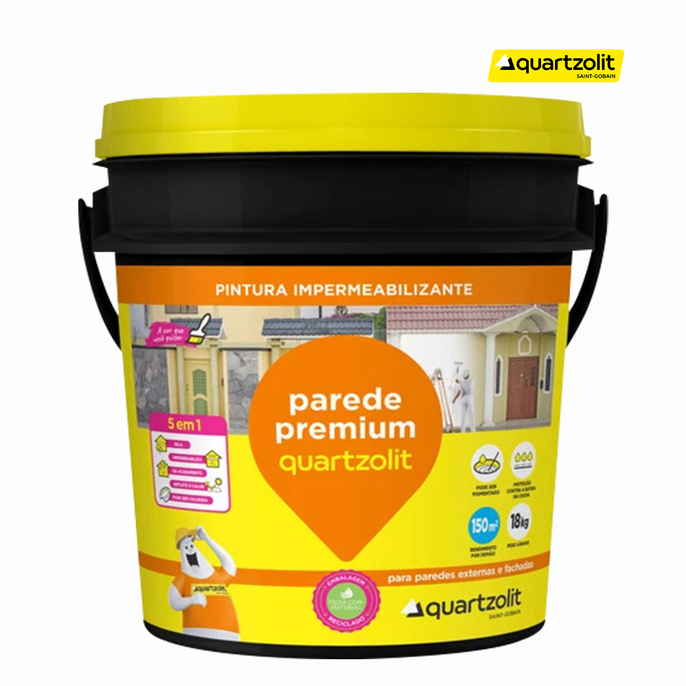 IMPERMEABILIZANTE QUARTZOLIT PREMIUM PAREDE BALDE 18KG BRANCO