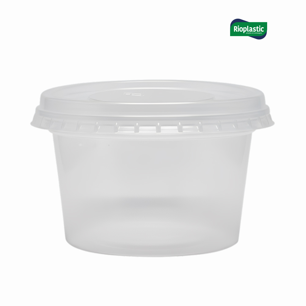KIT POTE RIOPLASTIC COM SOBRETAMPA PLASTICO REDONDO 350ML CX C/384 UNID.
