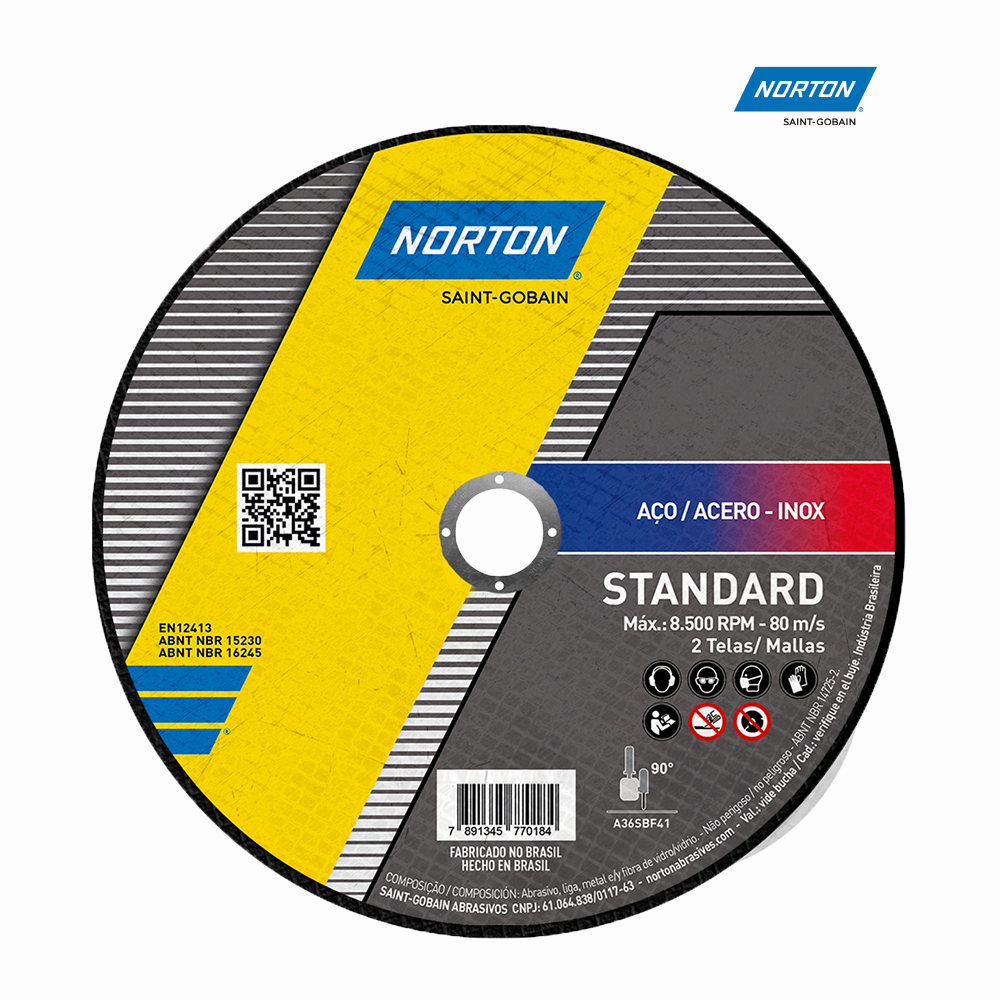 DISCO NORTON CORTE STANDARD INOX 10 X1/8X1 -254MM X 3,0MM 25,40MM